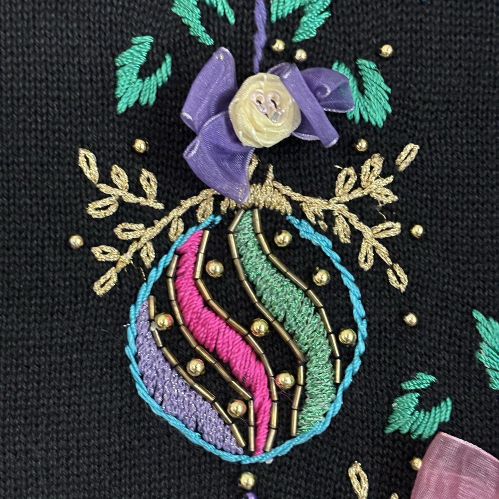 Vintage Cove Creek Christmas Sweater Women's Size Medium Embroidered Ornaments - Picture 6 of 8